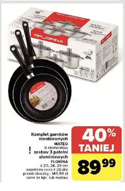 Carrefour Zestaw patelni aluminiowych 20 +24 + 28 cm Florina (Florentyna) oferta