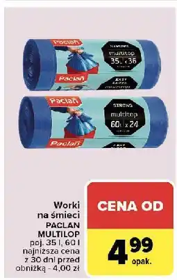 Carrefour Worki na śmieci strong 35 l Paclan Multitop oferta