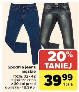 Carrefour Spodnie jeans męskie 32-42 oferta