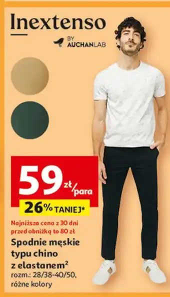 Auchan Spodnie męskie chino slim 28/38-40/50 Inextenso By Auchan oferta