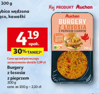 Auchan Burgery z łososia pieprzem Auchan oferta