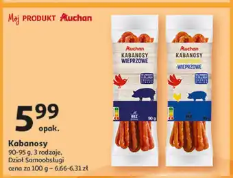 Auchan Kabanosy drobiowo- wieprzowe Auchan oferta