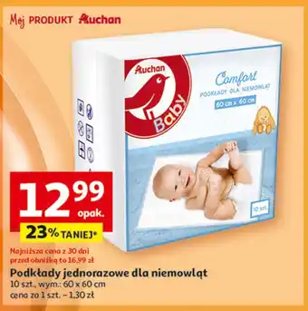 Auchan Podkłady jednorazowe comfort 60 x cm Auchan Baby oferta