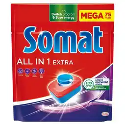 Auchan Somat All In 1 Extra Tabletki do mycia naczyń w zmywarkach 1245 g (75 sztuk) oferta