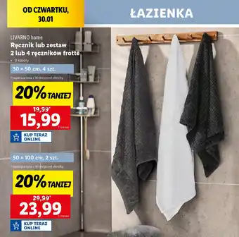 Lidl LIVARNO home zestaw 4 ręczników frotté oferta