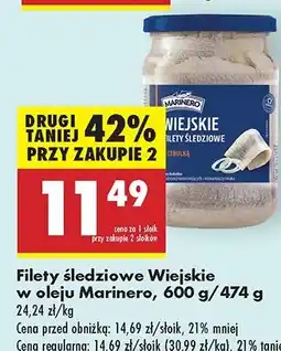 Biedronka Filety śledziowe wiejskie w oleju Marinero oferta