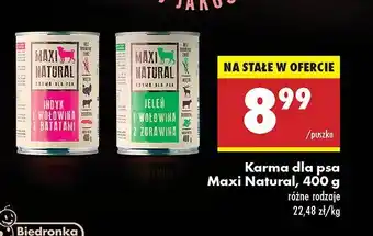 Biedronka Karma dla psa jeleń i wołowina z żurawiną Maxi Natural oferta