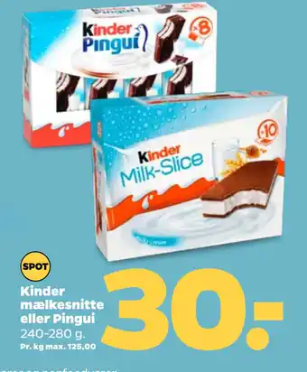 Netto Kinder mælkesnitte eller Pingui oferta