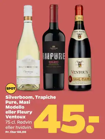 Netto Silverboom, Trapiche Pure, Masi Modello eller Fleury Ventoux oferta