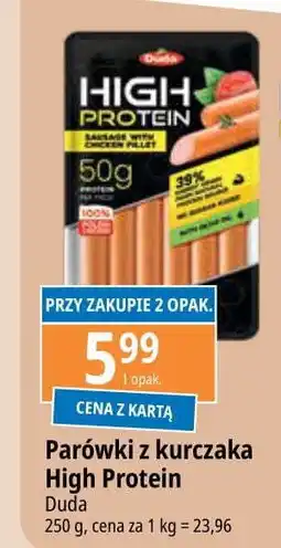 E.Leclerc Parówki z filetem z kurczaka z oliwą z oliwek Silesia duda high protein oferta