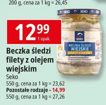 E.Leclerc Beczka śledzi filety śledziowe z olejem wiejskim Seko oferta