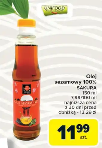 Carrefour Olej sezamowy 100% SAKURA oferta