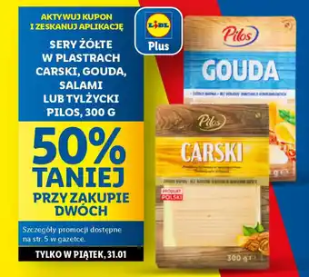 Lidl Sery żółte w plastrach carski, gouda, pilos oferta