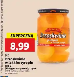 Lidl Brzoskwinie połówki w lekkim syropie M&k oferta