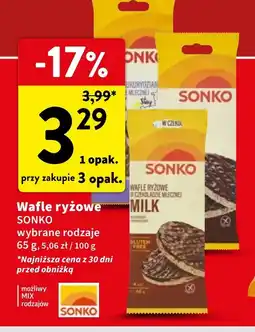 Intermarche Wafle ryżowe w czekoladzie mlecznej Sonko oferta