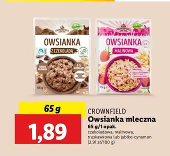 Lidl Owsianka mleczna malinowa Crownfield oferta