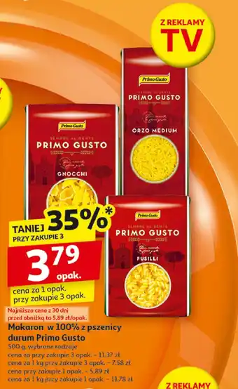 Auchan Makaron fusilli Primo gusto oferta