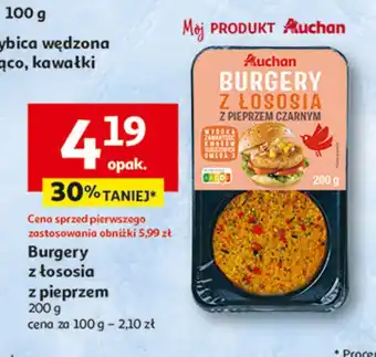 Auchan Burgery z łososia z pieprzem Auchan oferta