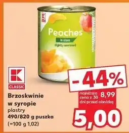 Kaufland Brzoskwinie połówki K-Classic oferta