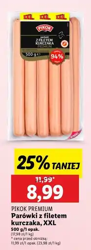 Lidl Parówki z filetem kurczaka premium Pikok oferta