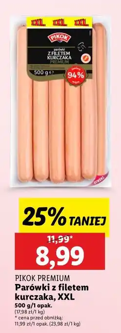 Lidl Parówki z filetem kurczaka premium Pikok oferta