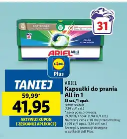 Lidl Kapsułki do prania color Ariel All In 1 oferta