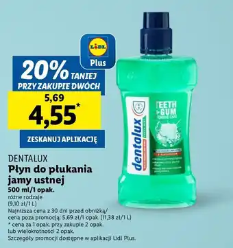 Lidl Płyn do płukania jamy ustnej teeth + gum Dentalux oferta