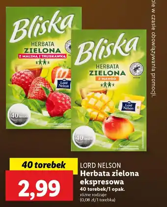 Lidl LORD NELSON Herbata zielona ekspresowa oferta