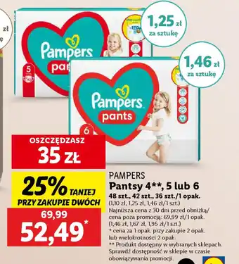 Lidl PAMPERS Pantsy 4, 5 lub 6 oferta