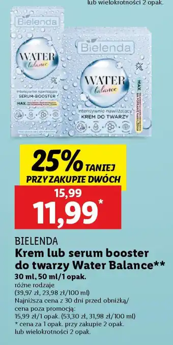 Lidl BIELENDA Krem lub serum booster Water Balance oferta