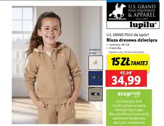 Lidl U.S. GRAND POLO dla lupilu Bluza dresowa dziecięca oferta