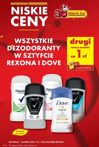 Biedronka Dezodoranty Rexona i Dove oferta