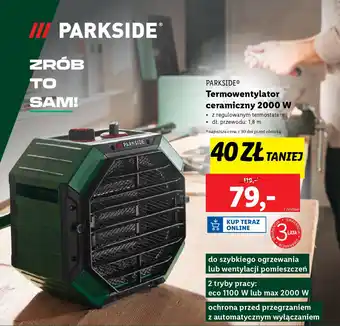 Lidl PARKSIDE Termowentylator ceramiczny 2000 W oferta