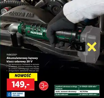 Lidl PARKSIDE Akumulatorowy kątowy klucz udarowy 20 V oferta