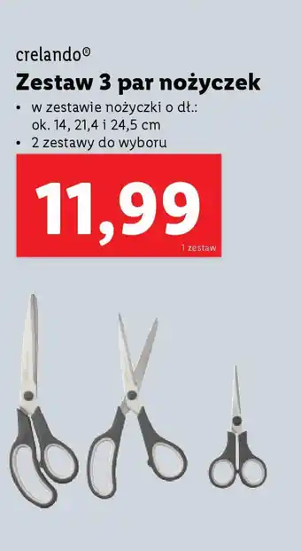 Lidl Crelando zestaw 3 par nożyczek oferta