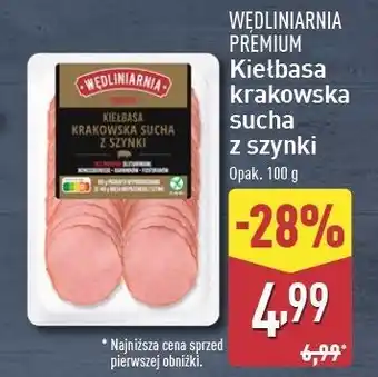 ALDI Kiełbasa krakowska sucha z szynki Wędliniarnia Premium oferta