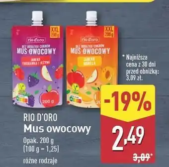 ALDI Mus owocowy jabłko-jagoda Rio D'oro oferta