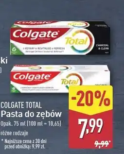 ALDI Pasta do zębów charcoal & clean Colgate Total oferta