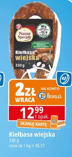 E.Leclerc Kiełbasa wiejska Wiodąca Marka Nasze Specjały oferta