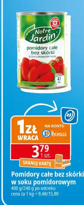 E.Leclerc Pomidory całe bez skórki w soku Wiodąca Marka Notre Jardin oferta