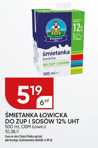 Chata Polska Śmietanka łowicka do zup i sosów 12% UHT OSM Łowicz oferta