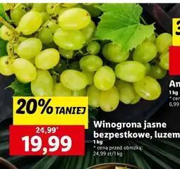 Lidl Winogrona jasne bezpestkowe oferta