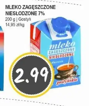 Słoneczko SM Gostyń Mleko gostyńskie zagęszczone niesłodzone 7,5% tłuszczu 200 g oferta