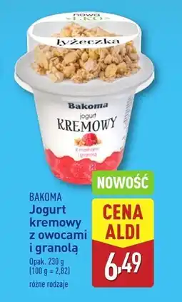 ALDI Bakoma Jogurt kremowy z malinami i granolą 230 g oferta
