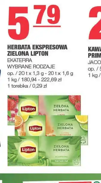 EuroSPAR Herbata ekspresowa zielona Lipton oferta