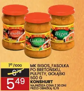 Wafelek Mk bigos, fasolka po bretońsku, pulpety, gołąbki konshurt oferta