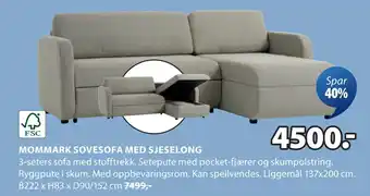 JYSK MOMMARK SOVESOFA MED SJESELONG oferta