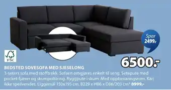 JYSK BEDSTED SOVESOFA MED SJESELONG oferta