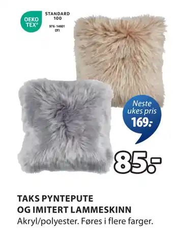 JYSK TAKS PYNTEPUTE OG IMITERT LAMMESKINN oferta