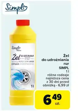 Carrefour Żel do udrożniania rur Simpl oferta